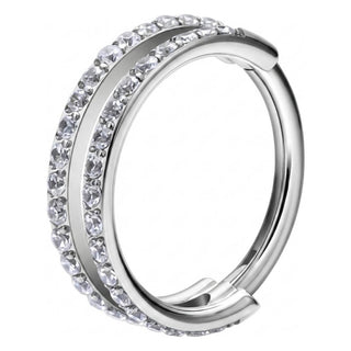 Titanium Ring Double Row Zirconia Clicker