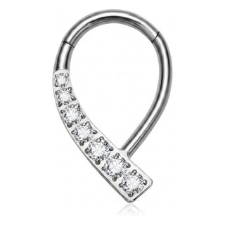 Titanium Ring Teardrop Zirconias Clicker