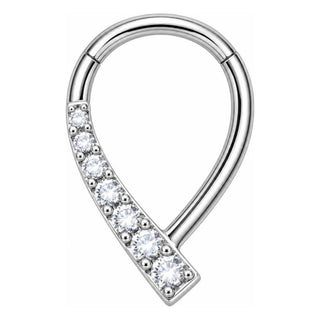 Titanium Ring Teardrop Zirconias Clicker