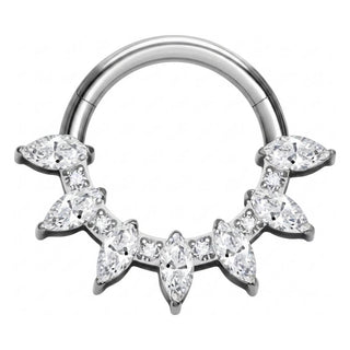 Titanium Ring Marquise Zirconias Clicker