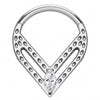 Titanium Ring Triangle Marquise Zirconia Clicker