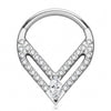 Titanium Ring Triangle Marquise Zirconia Clicker