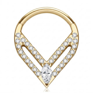 Titanium Ring Triangle Marquise Zirconia Clicker