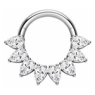 Titanium Ring Teardrop Zirconias Clicker