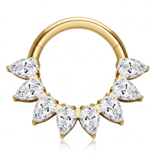 Titanium Ring Teardrop Zirconias Clicker