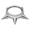 Titanium Ring Double Row 3 Spikes Zirconia Clicker
