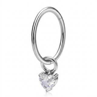Titanium Ring Heart Zirconia Dangle Clicker