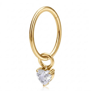 Titanium Ring Heart Zirconia Dangle Clicker