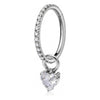 Titanium Ring Heart Zirconia Dangle Clicker