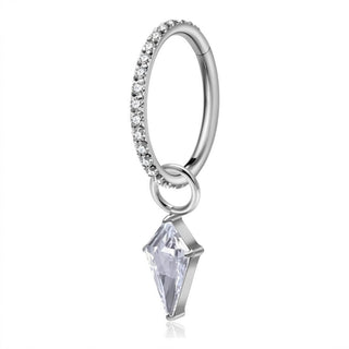 Titanium Ring Rhombus Dangle Zirconia Clicker