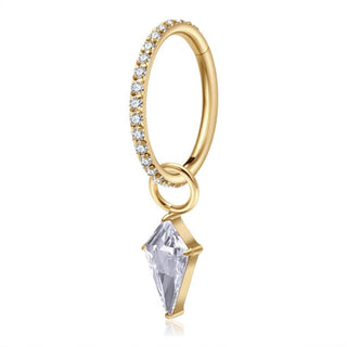 Titanium Ring Rhombus Dangle Zirconia Clicker