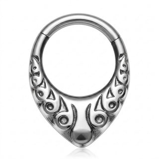 Titanium Ring Tribal Teardrop Clicker