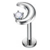 Titanium Labret Moon Zirconia Internally Threaded