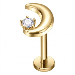 Titanium Labret Moon Zirconia Internally Threaded