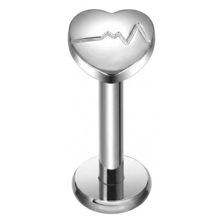 Titanium Labret Heart Heartbeat Internally Threaded