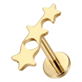 Titanium Labret Three Stars Internally Threaded