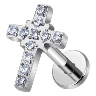 Titanium Labret Cross Zirconia Internally Threaded