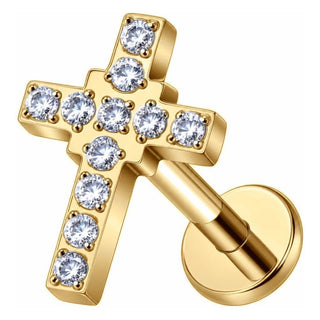 Titanium Labret Cross Zirconia Internally Threaded