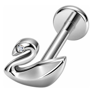 Titanium Labret Swan Zirconia Internally Threaded