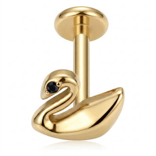 Titanium Labret Swan Zirconia Internally Threaded