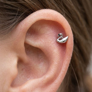 Titanium Labret Swan Zirconia Internally Threaded