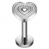 Titanium Labret Heart Internally Threaded