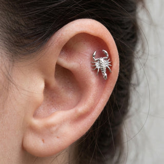 Titanium Labret Scorpion Internally Threaded – getragen