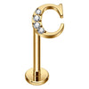 Titanium Labret Initial Letter With Stones Internally Threaded