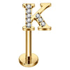 Titanium Labret Initial Letter With Stones Internally Threaded