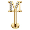 Titanium Labret Initial Letter With Stones Internally Threaded