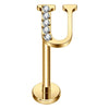 Titanium Labret Initial Letter With Stones Internally Threaded Gold