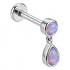 Titanium Labret Zirconia Opal Teardrop Dangle Internally Threaded