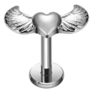 Titanium Labret Heart Angel Wings Internally Threaded