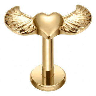 Titanium Labret Heart Angel Wings Internally Threaded