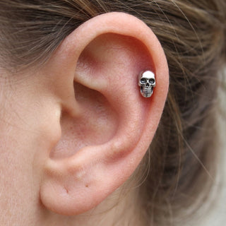 Titanium Top Anatomical Human Skull Internally Threaded – getragen