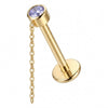 Titanium Labret Zirconia Chain Dangle Internally Threaded