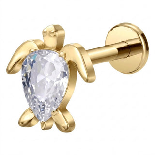 Titanium Labret Turtle Zirconia Internally Threaded