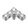 Titanium Top Curved Five Stone Chevron Push-In