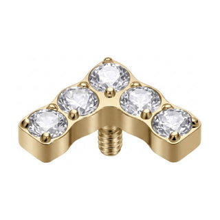 Titanium Top Curved Five Stone Chevron Push-In