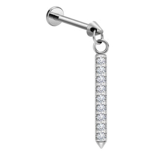 Titanium Labret Dangle Bar Zirconia Internally Threaded