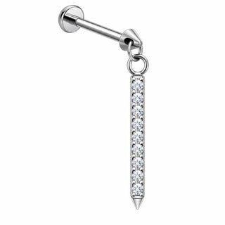 Titanium Labret Dangle Bar Zirconia Internally Threaded