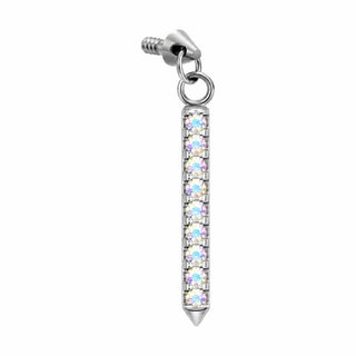 Titanium Top Dangling Paved Stone Spike Internally Threaded