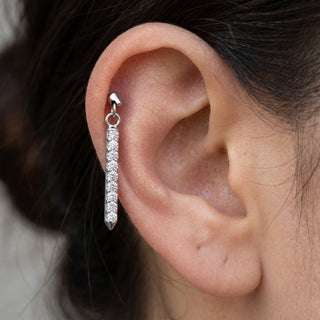 Titanium Labret Dangle Bar Zirconia Internally Threaded