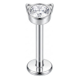 Titanium Labret Cat Zirconia Internally Threaded