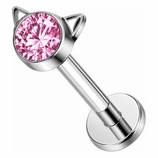 Titanium Labret Cat Zirconia Internally Threaded