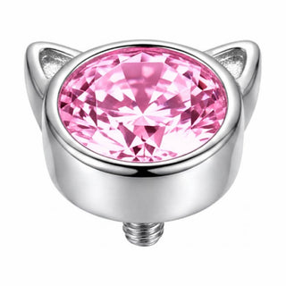 Titanium Top Cat Ears Round Stone Internally Threaded