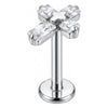 Titanium Labret Cross Zirconia Internally Threaded