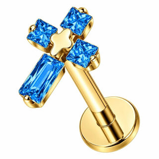 Titanium Labret Cross Zirconia Internally Threaded