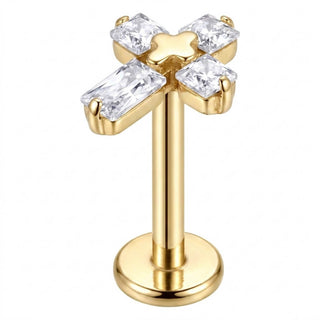 Titanium Labret Cross Zirconia Internally Threaded