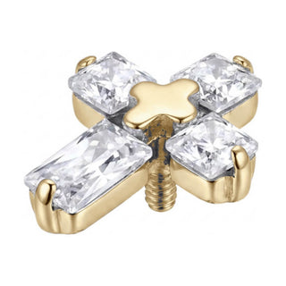 Titanium Top Clear Stone Cross Internally Threaded